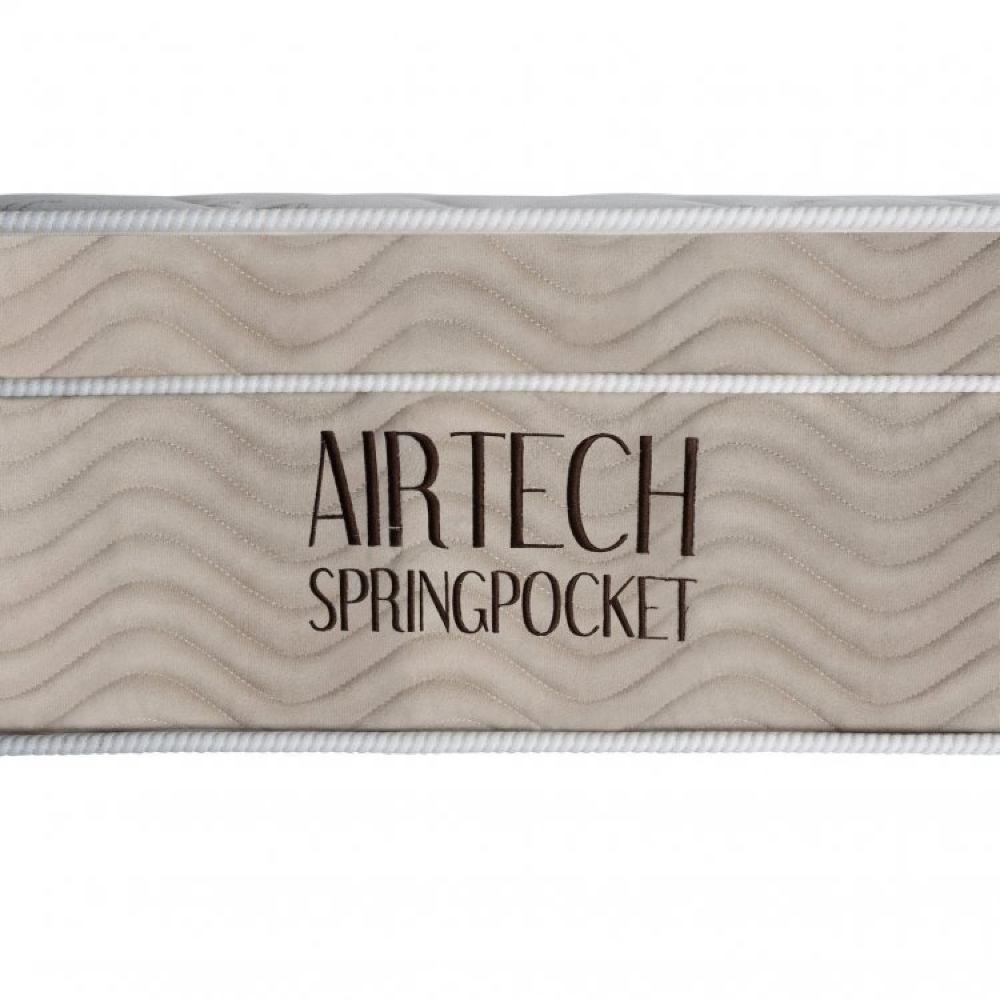 Conjunto Cama Box Colchão Airtech Spring Pocket Super King 193x203x30cm Ortobom Branco/Bege