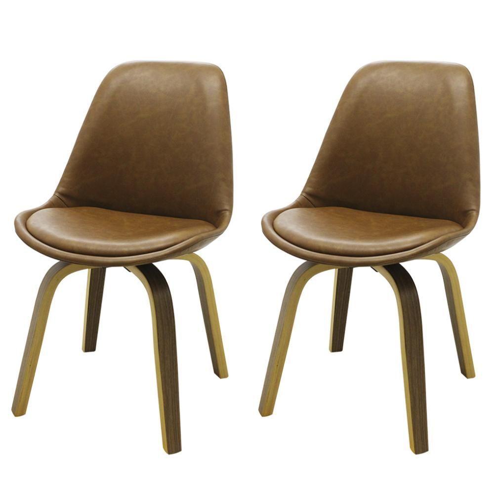 Miniatura Kit 2 Cadeiras Lis Rivatti Poliuretano Marrom Base Madeira