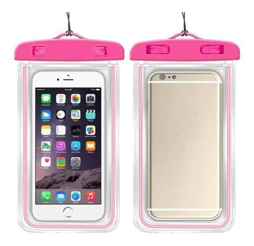 Miniatura Capa Bolsa Celular A Prova Dágua Proteção Chuva Rosa