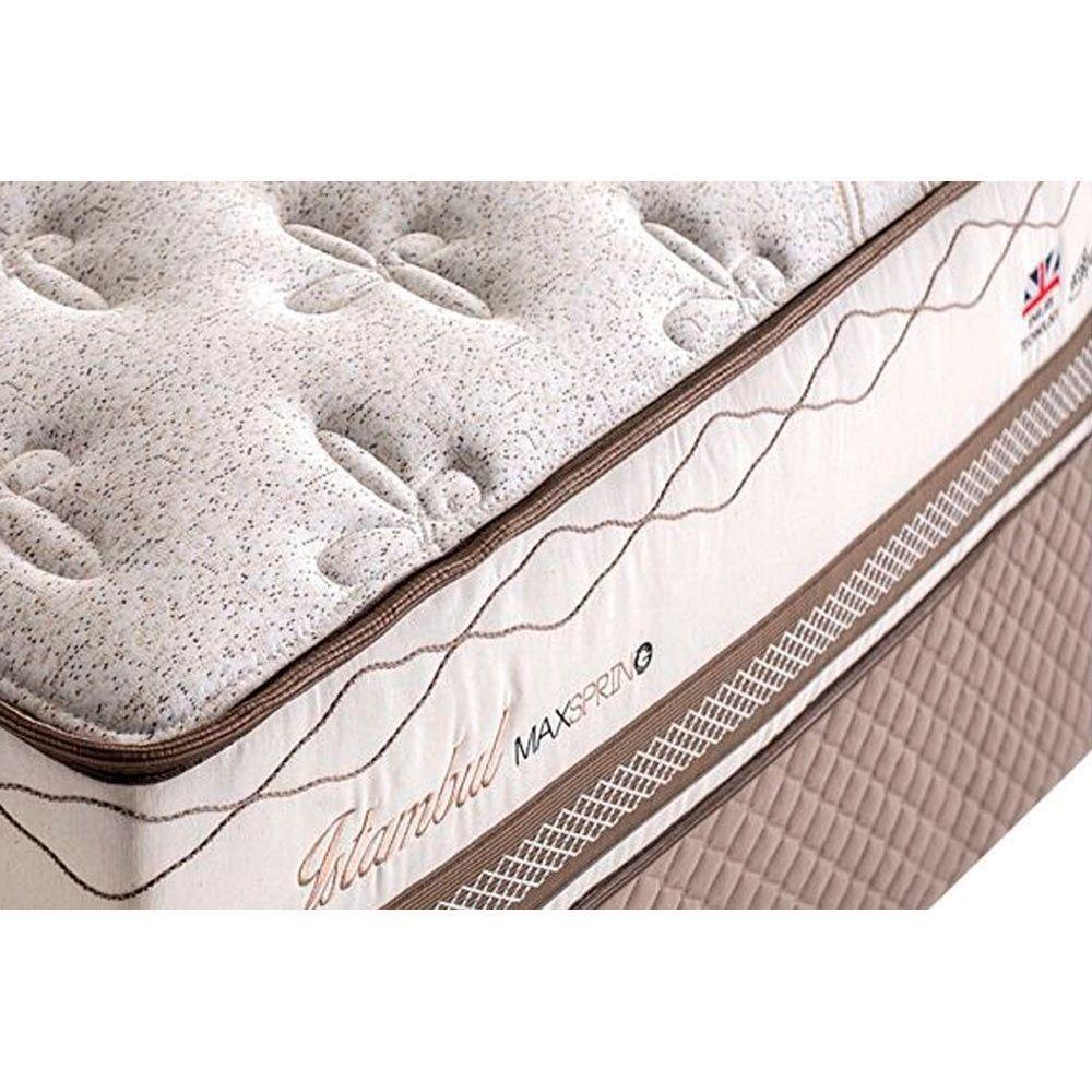 Miniatura Cama Box Baú Casal: Colchão Molas Herval Masterpocket Ensacadas Istambul + Base Bege(138X188)