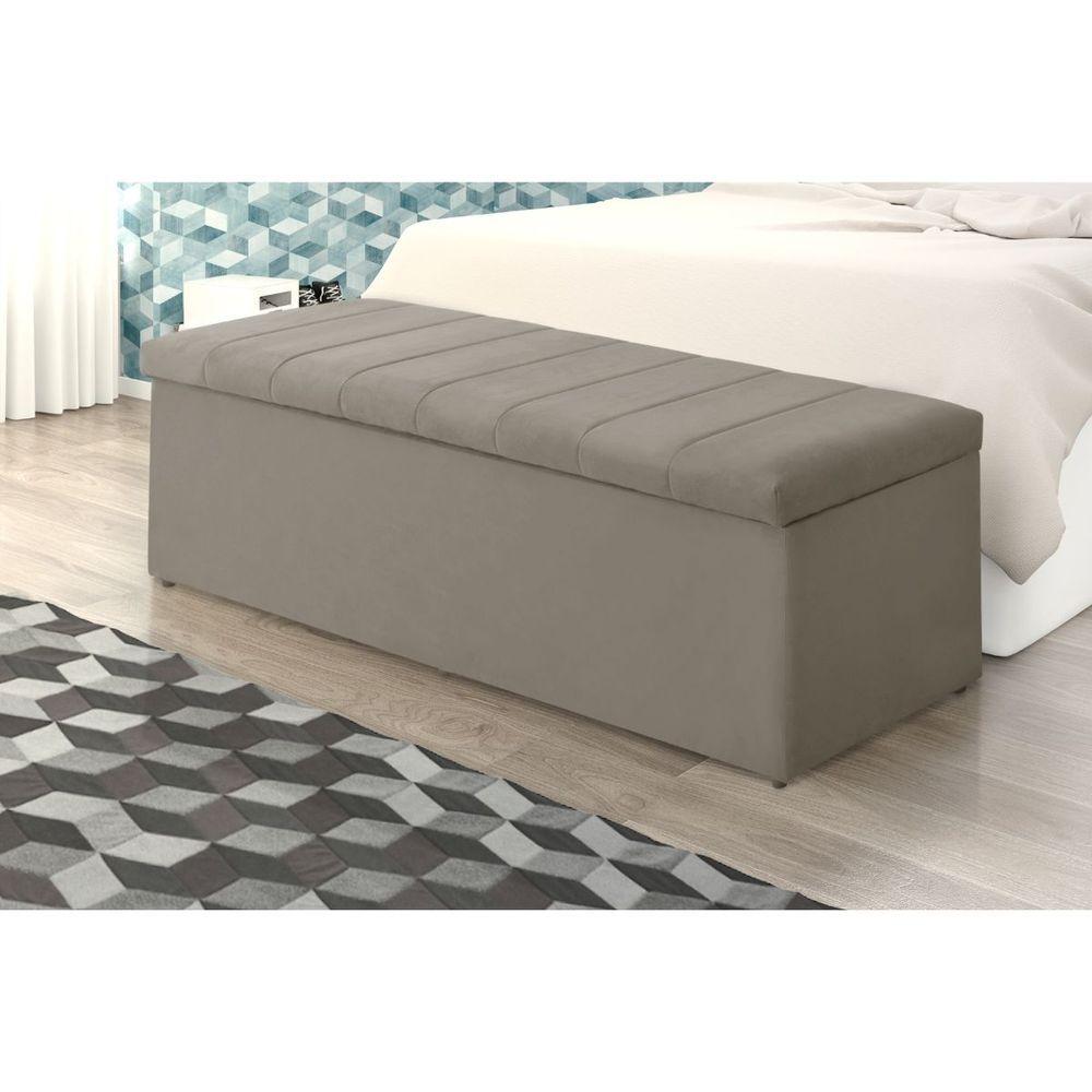 Miniatura Calçadeira Baú Recamier Queen 158 Cm Vitória Suede Bege