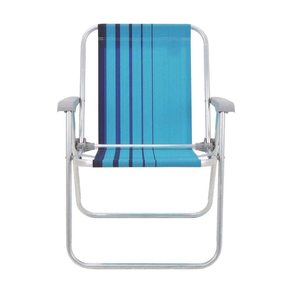 Miniatura Cadeira De Praia Tramontina Samoa Alta Em Alumínio Com Assento Azul Tramontina