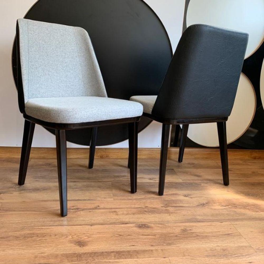 Conjunto Mesa De Jantar Saarinen 100 Cm Laca Preta Com 4 Cadeiras Londres Revestida Em Tecido Linho E Courino Cor Preto