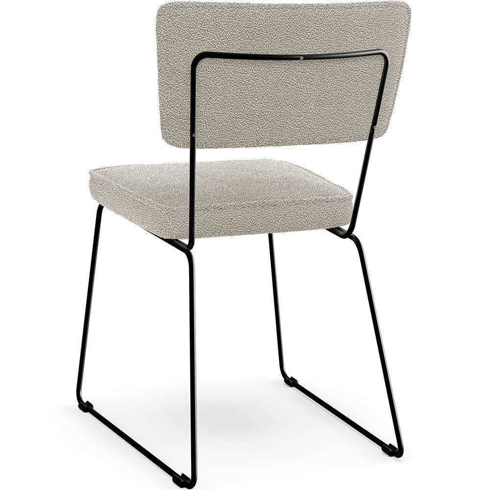 Kit 04 Cadeiras Base De Aço Allana L02 Bouclê Creme