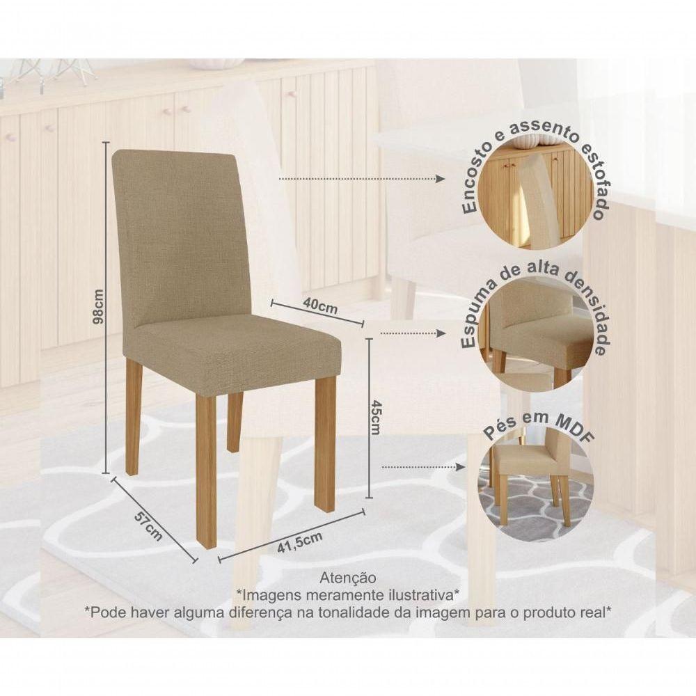 Miniatura Conjunto Sala De Jantar 160x80 Tampo Mdf/vidro 6 Cadeiras Maia Cimol Nature/offwhite