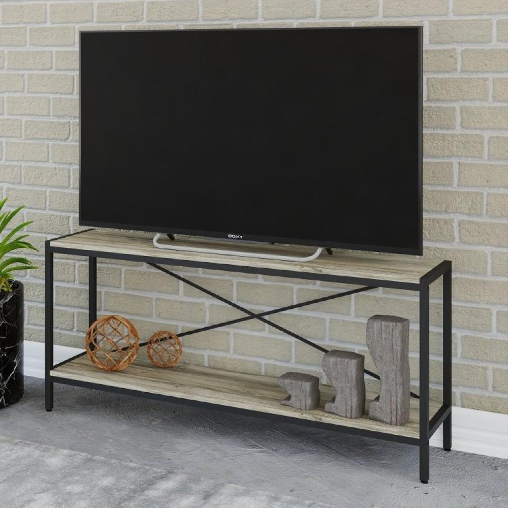 Conjunto Rack para TV até 50 Polegadas 1 Nicho Aéreo 1 Estante Estilo Industrial Active Yescasa Carvalho