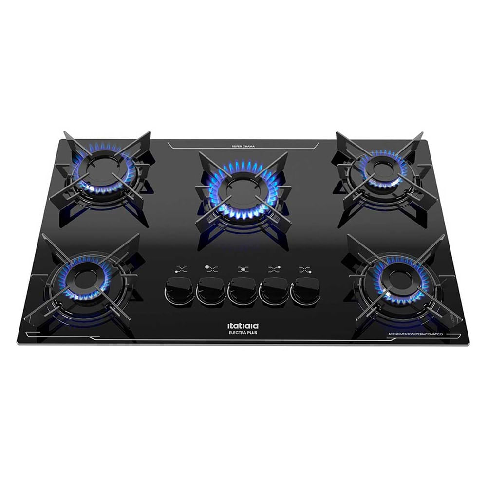 Miniatura Cooktop 5 Bocas Electra Plus Mesa de Vidro Itatiaia Preto - Bivolt