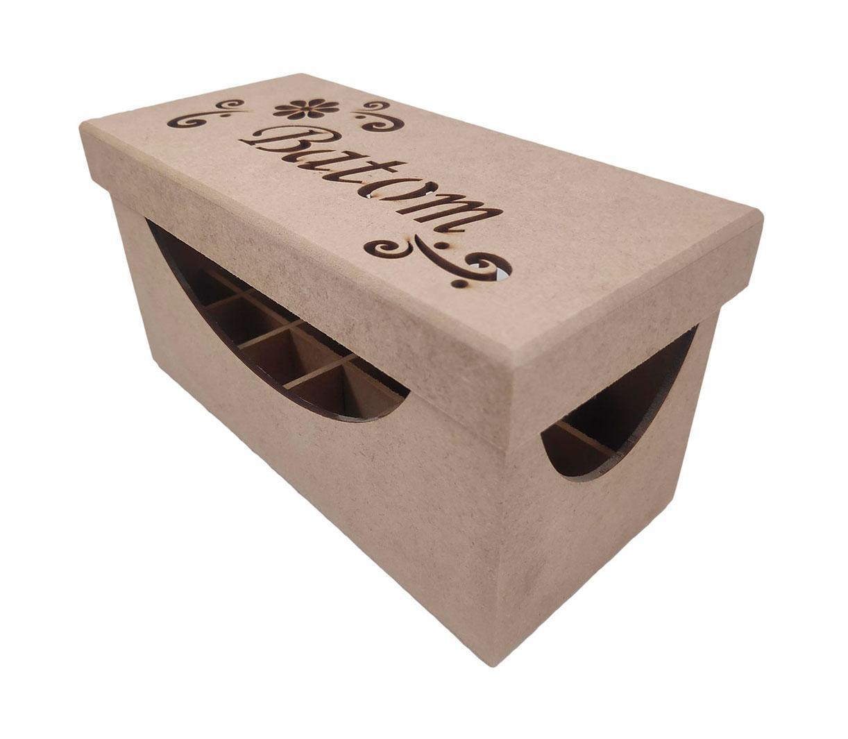 Miniatura Porta Batom Caixa Retangular Mdf Laser Divisória 18 Batons