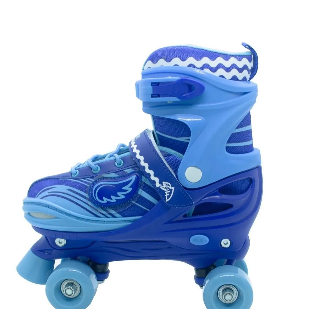 Miniatura Patins Roller 4 Rodas Com Luz 34 A 37 Ajustável Azul
