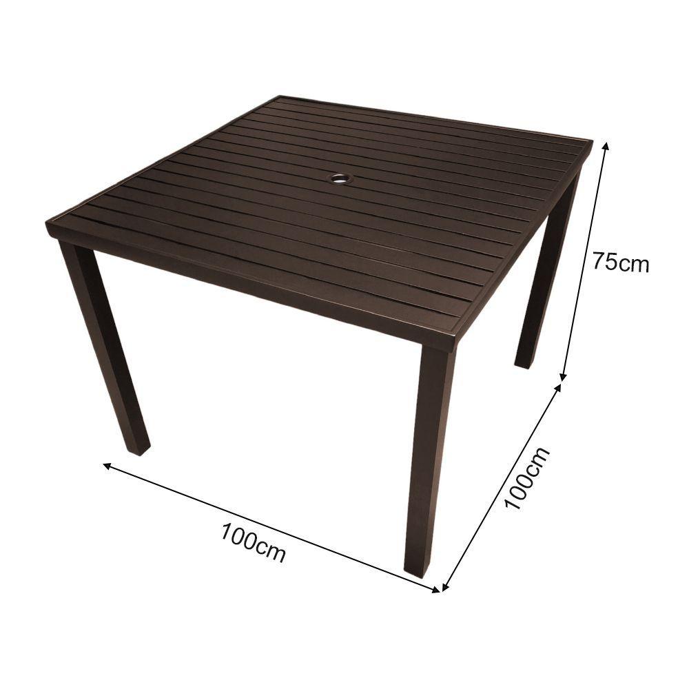 Miniatura Mesa Tampo Ripado Quadrada 1.00x1.00m Alumínio Marrom