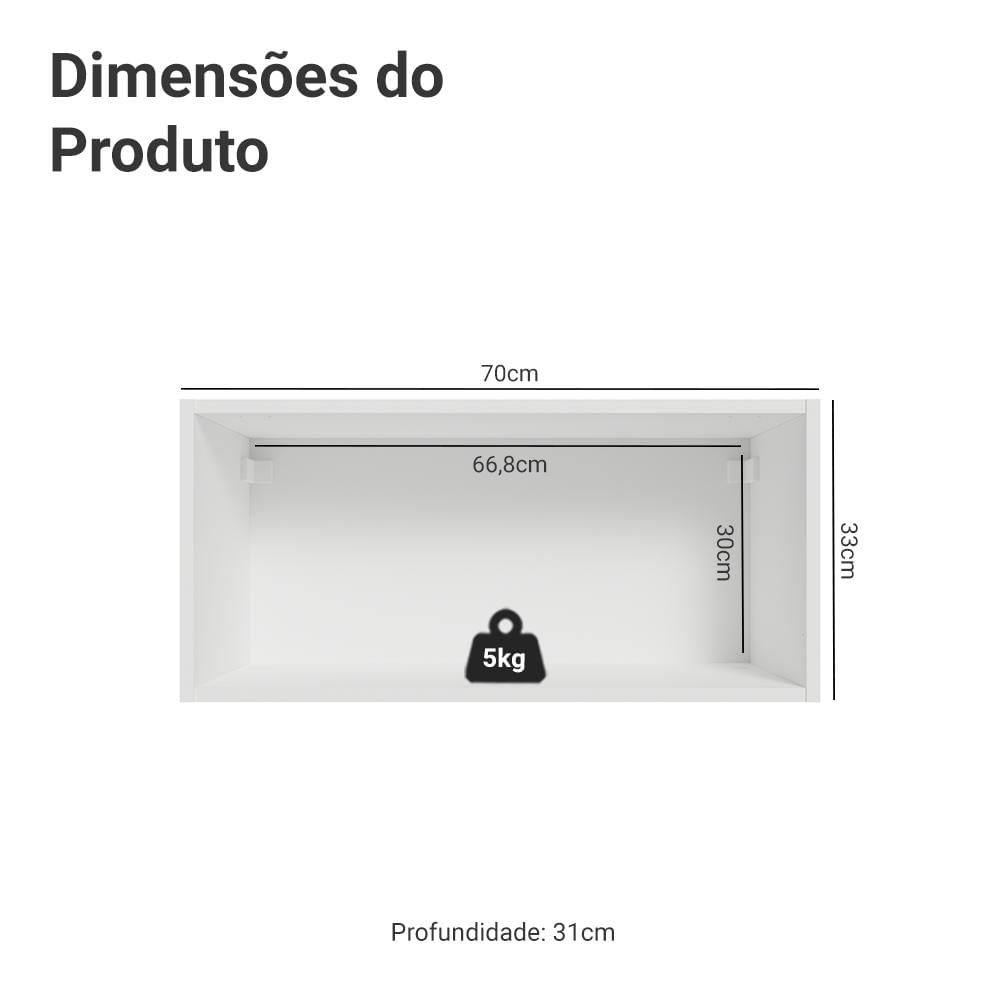 Miniatura Armário Aéreo 70 cm 1 Porta Basculante Branco/Azul Vik Madesa Branco/Azul