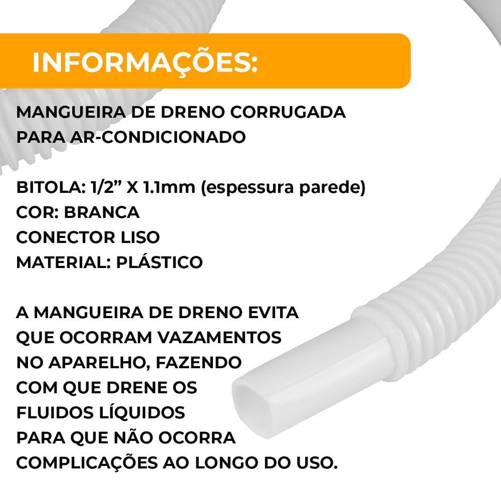 Miniatura Mangueira De Dreno Corrugada Para Ar-condicionado 1-2? X 1.1mm (espessura Parede) 1,15 Metros