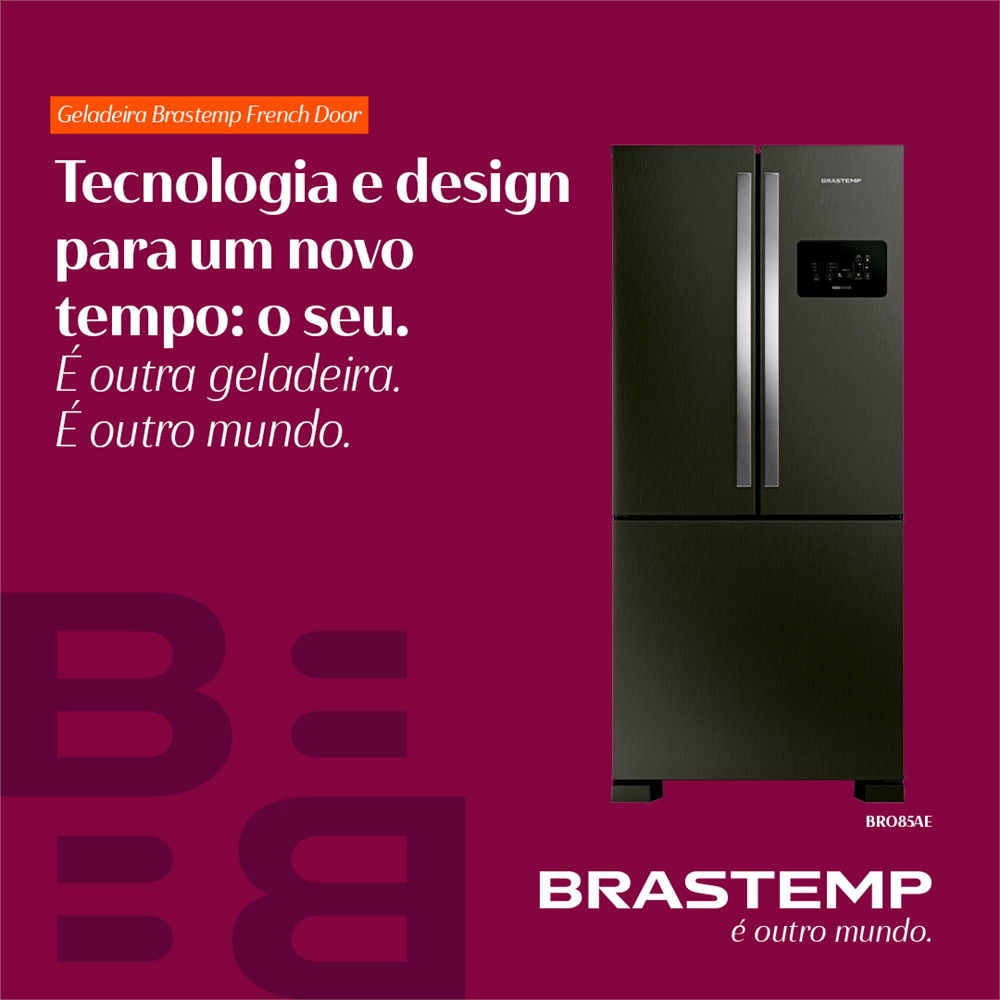 Geladeira Brastemp Frost Free French Door A+++ 554 litros cor Black Inox - BRO85AE 110v