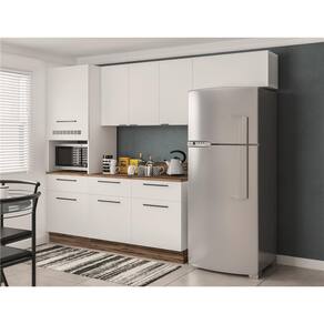 Miniatura Cozinha Compacta Itatiaia Exclusive com 8 Portas, 3 Gavetas e 4 Prateleiras - 260cm de largura Branco/Castanho