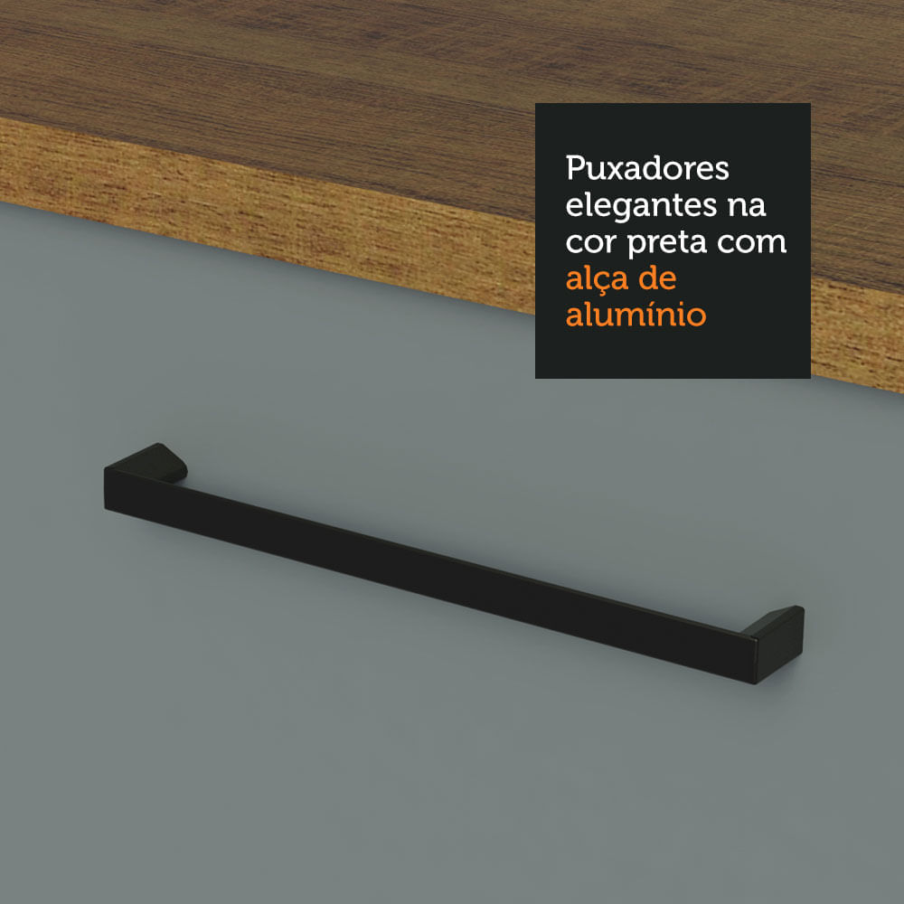 Miniatura Paneleiro Madesa Agata 60 cm 3 Portas Rustic/Cinza Cor:Rustic/Cinza