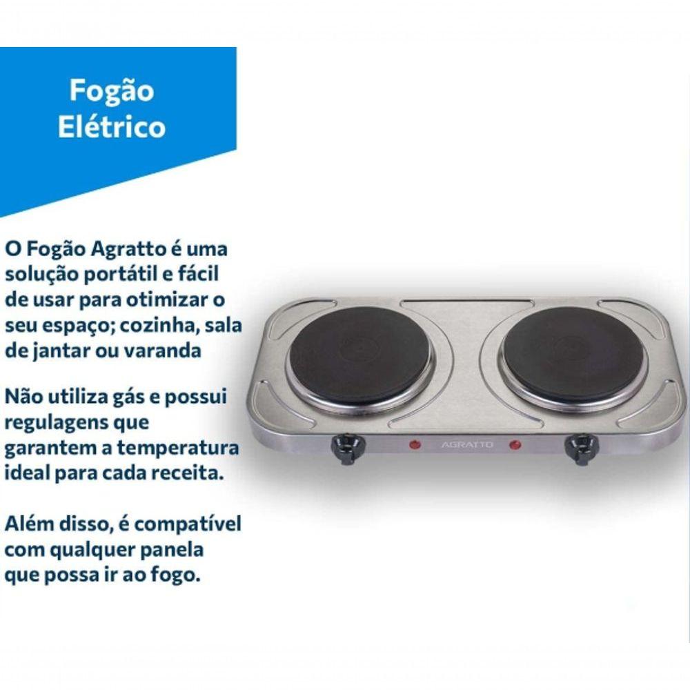 Miniatura Fogao Portatil Eletrico De Bancada 2 Bocas 2000w 110V