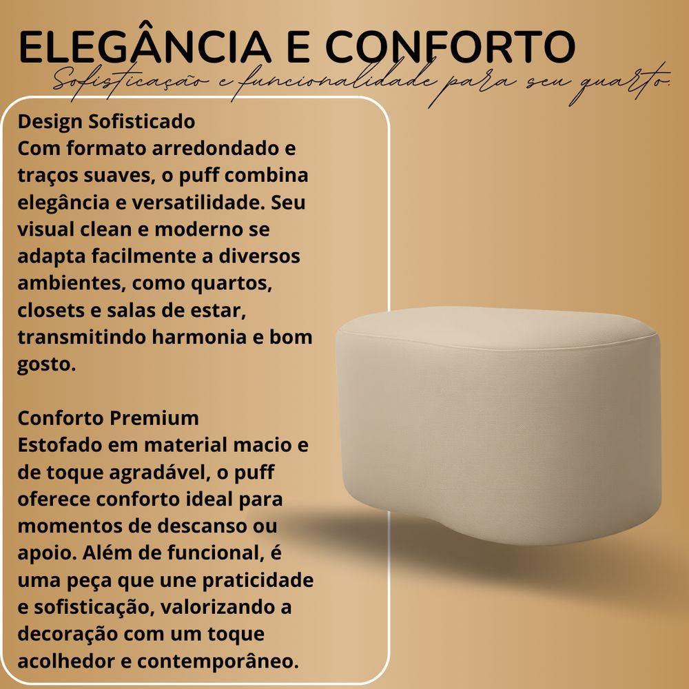 Puff Feijão Curvo Orgânico Redondo Sala Confortável Moderno Suede Azul Marinho