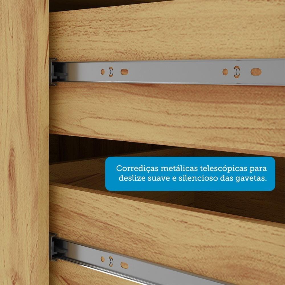 Miniatura Cozinha Modulada Compacta 2 Peças 6 Portas 2 Gavetas com Tampo e Vidro Reflecta 100% Mdf Itália Espr Amêndoa/Off White