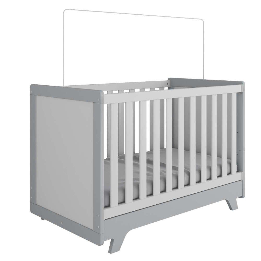 Miniatura Berço Mini Cama Retrô Móveis Peroba Branco Brilho/Cinza