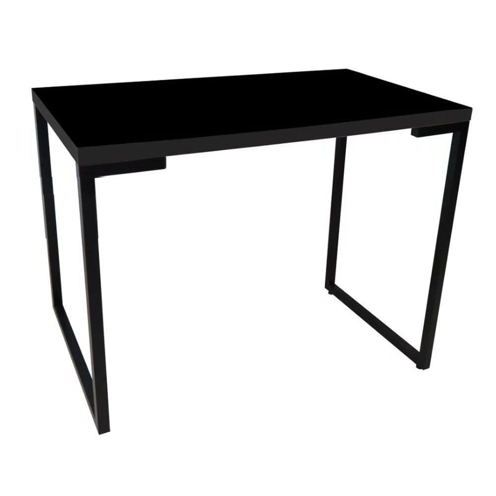 Escrivaninha Porto Preto 90cm e Cadeira Eiffel Charles Eames Branco