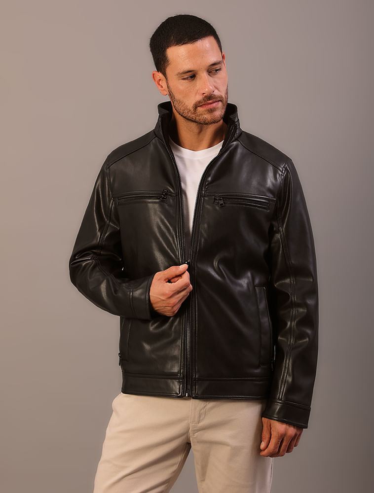 Miniatura Jaqueta Masculina em Pu Calvin Klein - Preto Jaqueta Masculina em Pu Calvin Klein Preto g