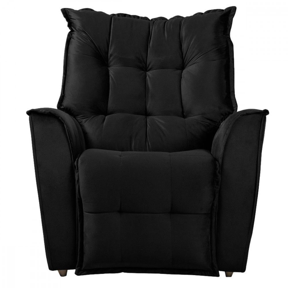 Poltrona Reclinavel Do Papai Para Sala King Veludo Preto Preto