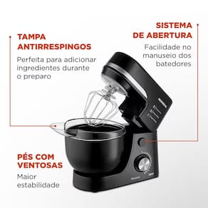 Batedeira Planetária Mondial BP-03 com 12 Velocidades e 700W – Preto 110V