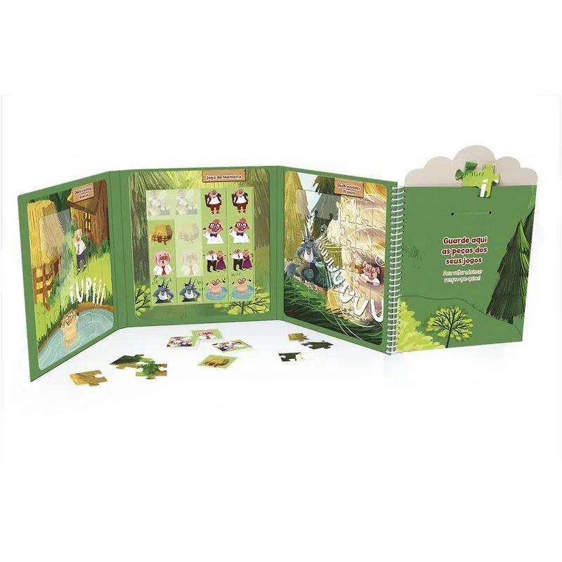 Miniatura Livro Ilustrado Os Três Porquinhos Toyster Com Quebra-Cabeça