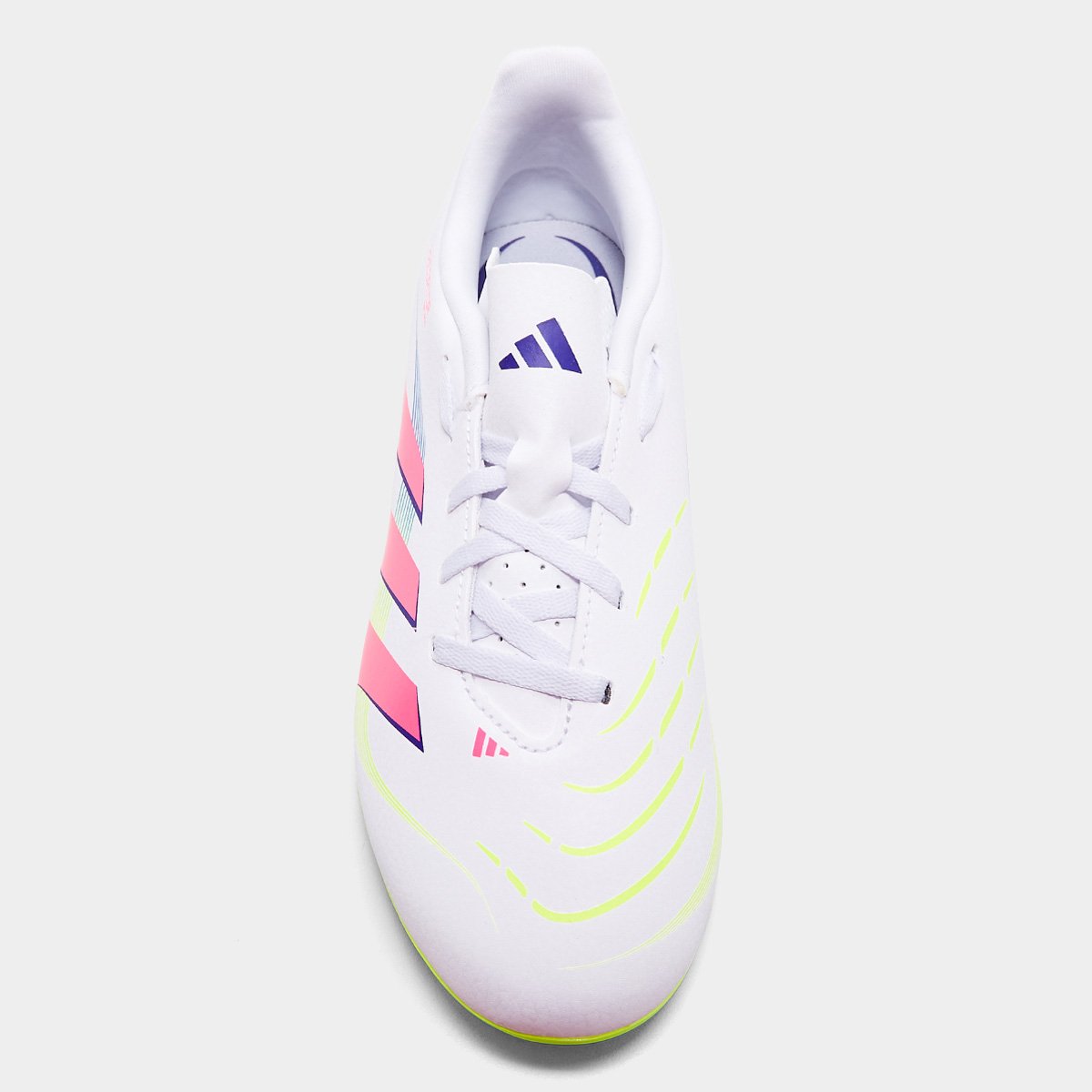 Miniatura Chuteira Campo Infantil Adidas Predator Club Branco+Rosa - 26