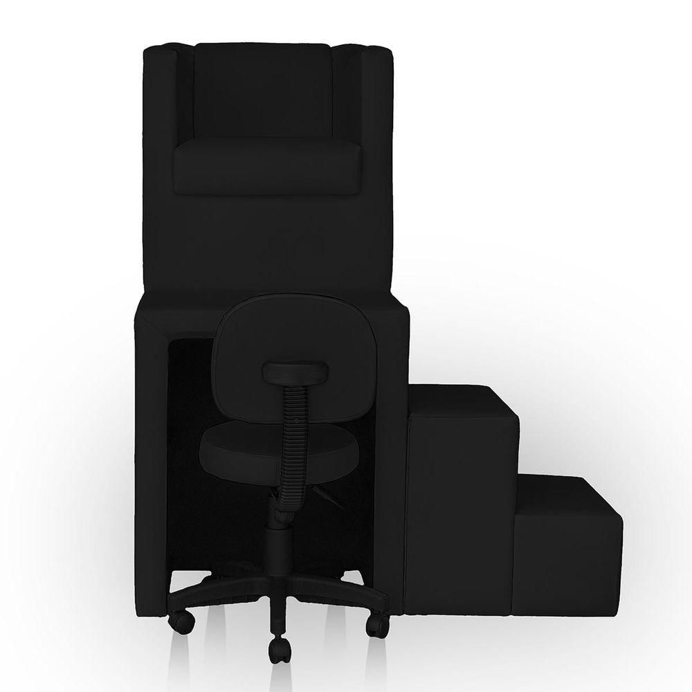 Miniatura Kit Pedicure Cadeira Poltrona Escada Completo Corano Preto
