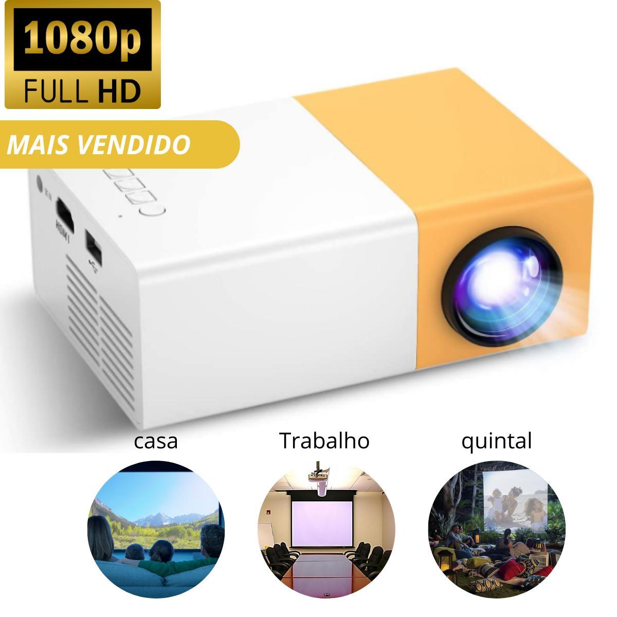 Miniatura Mini Projetor Portátil Cinema Led 1080P 600 Lumens Hdmi Cor