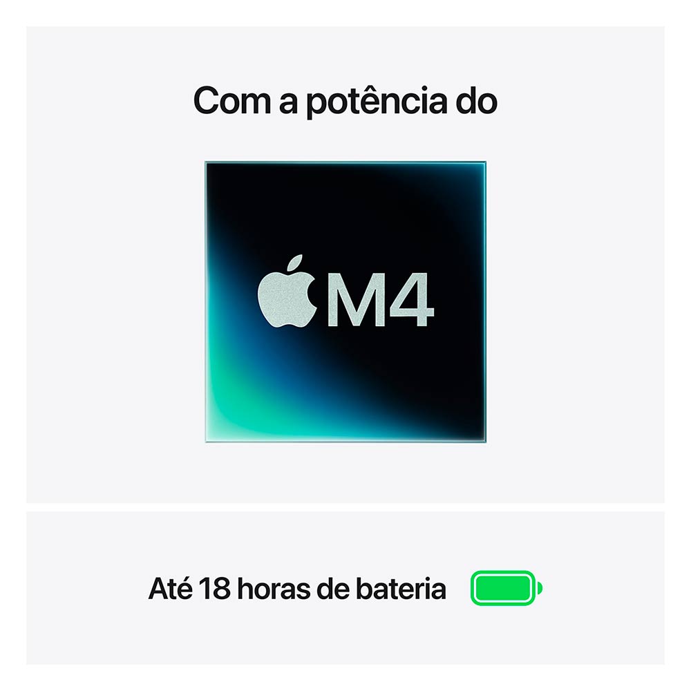 Miniatura Notebook Apple MacBook Air 13,6" M4 (CPU de 10 núcleos, GPU de 10 núcleos, 16GB RAM, 512GB SSD) - Prateado Bivolt