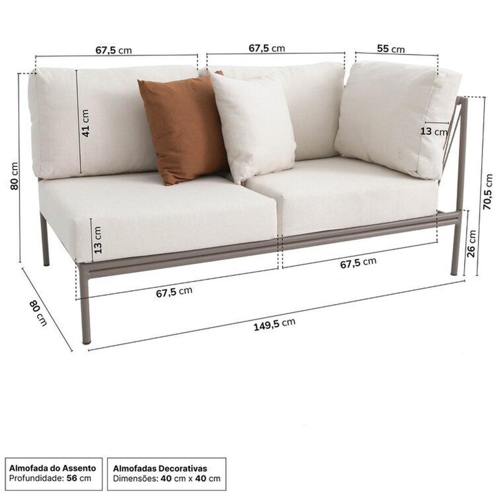 Miniatura Conjunto Jardim e Varanda 1 Chaise Direita 1 Chaise Esquerda 1 Puff Cabecasa madeiramadeira Champanhe/Quaker areia