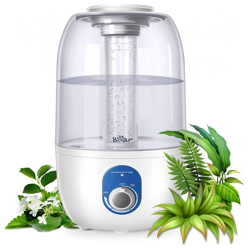 Miniatura Umidificador Portátil BEAR 3 Litros até 25H e Giratório em 360, Branco