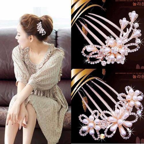 Miniatura Arranjo Enfeite Cabelo Noiva Dama Dourado - Duas Flores