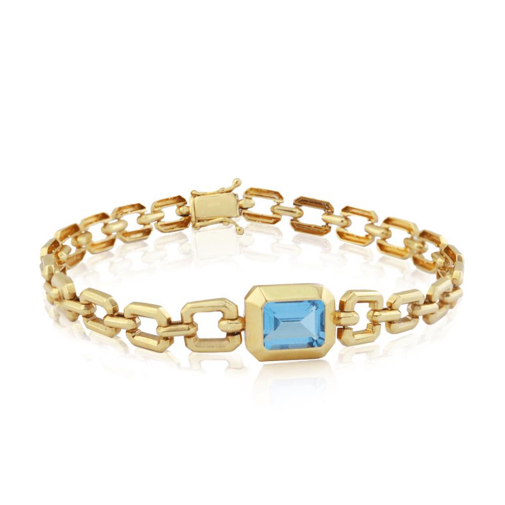 Miniatura Pulseira Cartier 19,5Cm Com Topázio Sky Em Ouro 18K