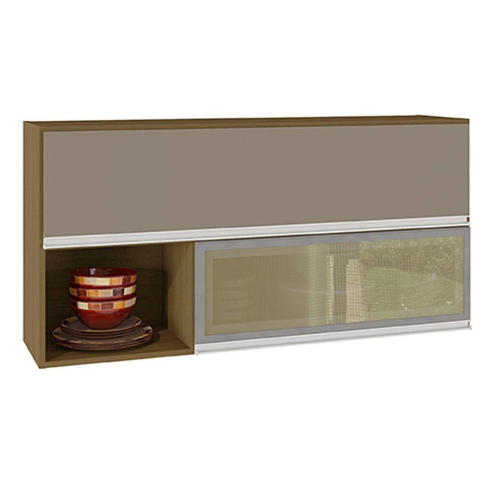 Miniatura Armário Aéreo Com 2 Portas E Vidro Reflecta 120cm Evidence Carvalho - Poliman Móveis