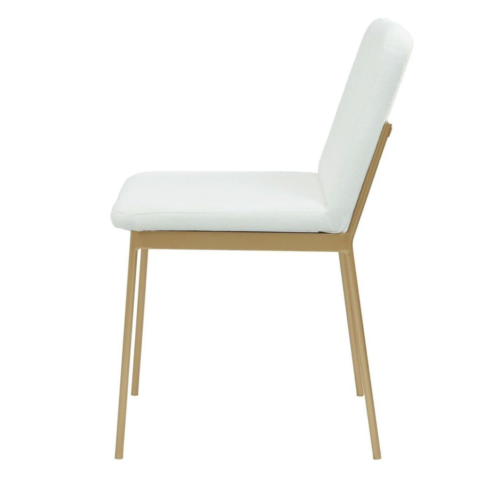 Miniatura Cadeira de Metal Para Sala de Jantar Chloe Estofada Dourado/Branco