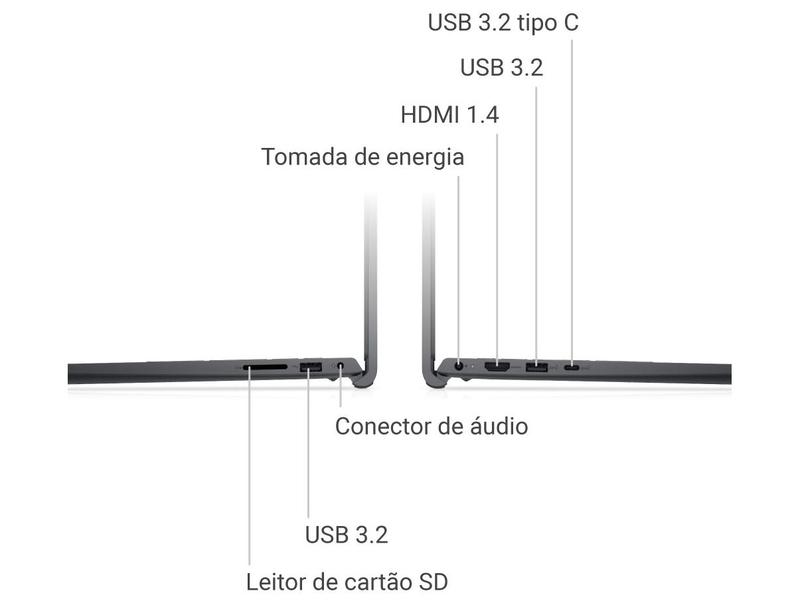 Notebook Dell Inspiron 15 I15-I3100-A15P Intel Core 3 8GB RAM 512GB SSD 15,6" Full HD Windows 11 I15-I3100-A15P Preto