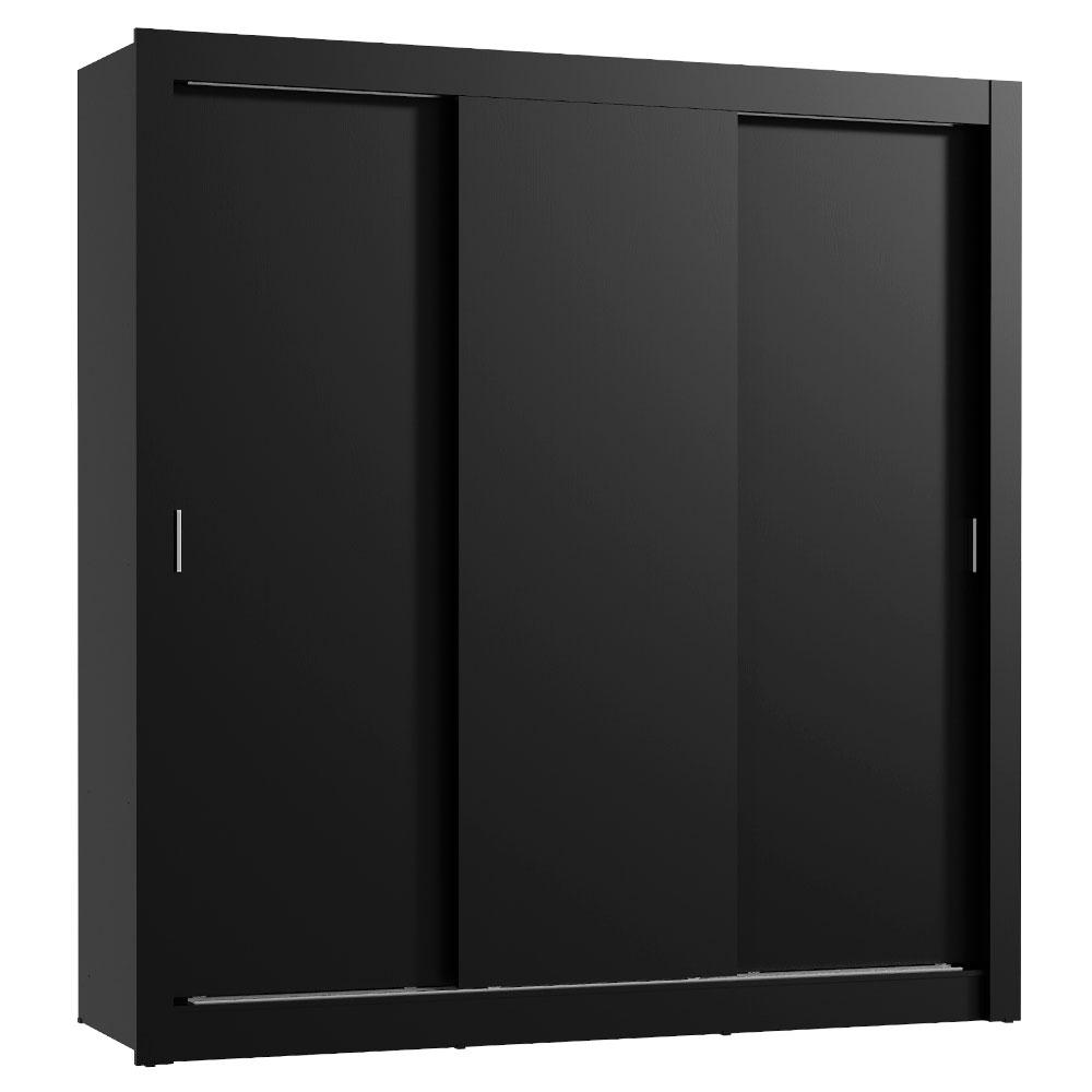Miniatura Guarda Roupa Casal Madesa Mônaco 3 Portas de Correr - Preto Preto