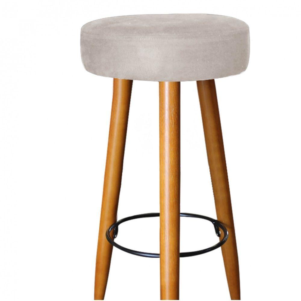 Miniatura Banqueta Alta Lia Para Cozinha Bar Balcão Bistrô Pé Palito Castanho Corino Bege