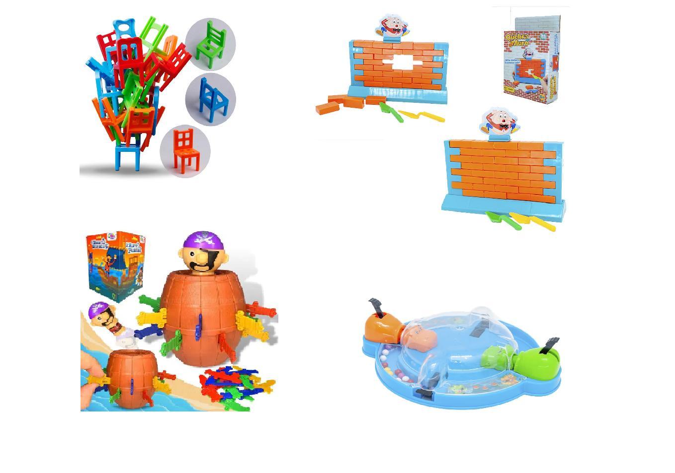 Miniatura Kit 4 Jogos Barril Pirata Cadeira Hipopotamo Quebra Muro