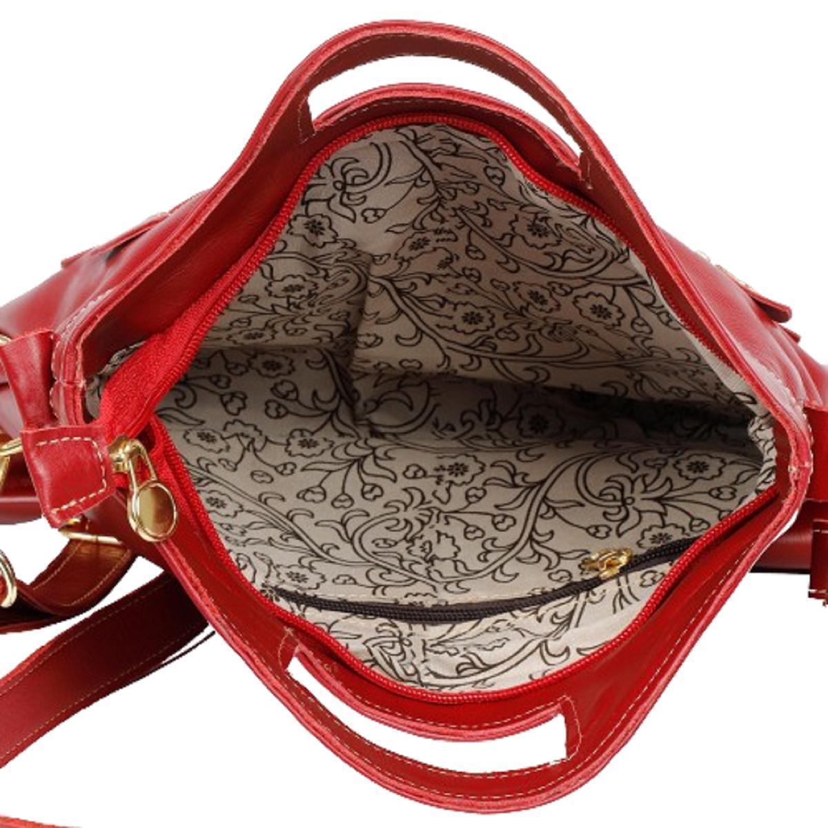 Miniatura Bolsa Transversal Feminina Luxo Em Couro Vermelha