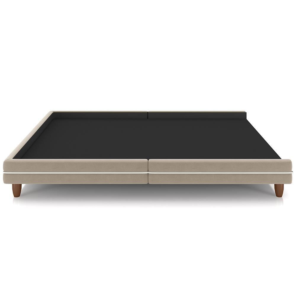 Miniatura Cama Casal Queen Base Box Pés Madeira 168cm Suném P05 Veludo Bege - Lyam Decor