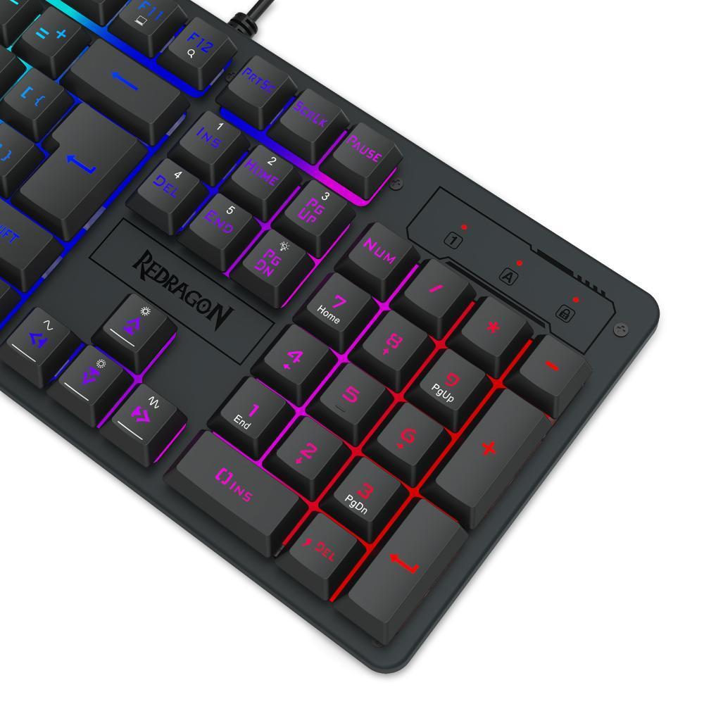 Teclado Membrana Gamer Redragon Netherbane Rgb K521 Preto