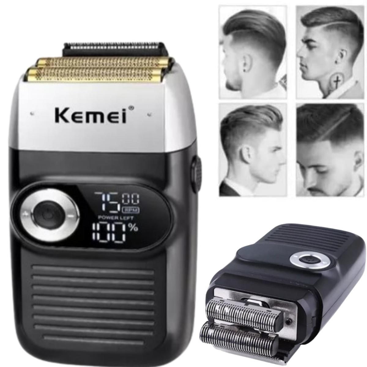 Miniatura Maquina Cortar Cabelo Kemei 2026 - Barbeador Profissional