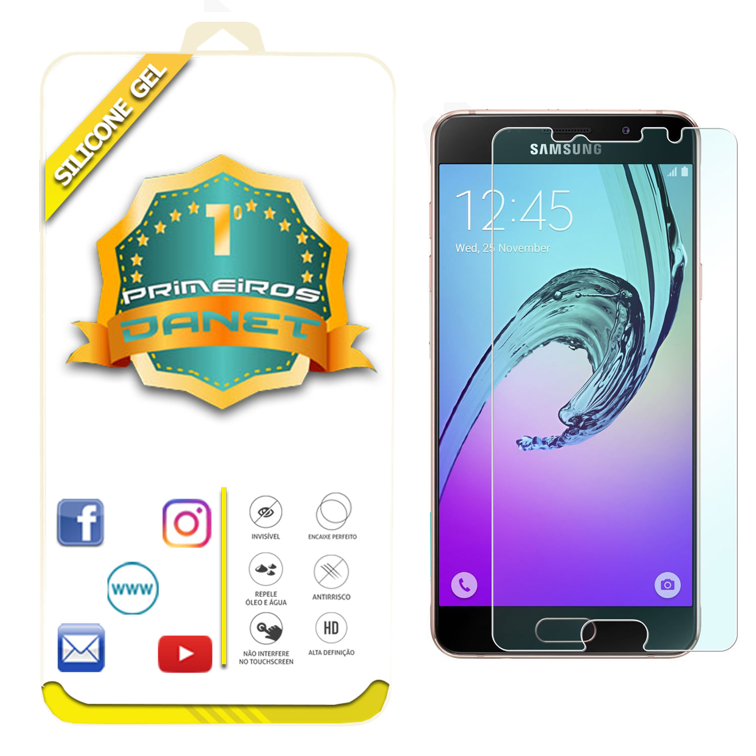Miniatura Kit Capa Tpu Preta Galaxy A5 2016 A510 Case + Película Gel