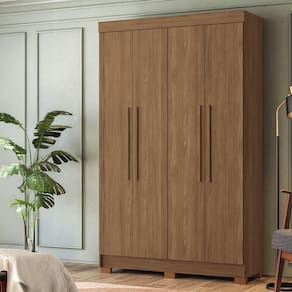 Miniatura Guarda-Roupa Solteiro Santos Andirá Sarandi com 4 Portas, 2 Gavetas e 4 Prateleiras - 130cm de largura Jatoba