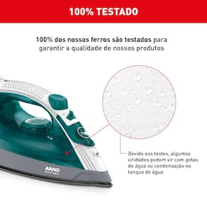 Ferro de Passar a Vapor Arno Steamgliss FSGP com Spray e Base Antiaderente - Verde/Branco 110V