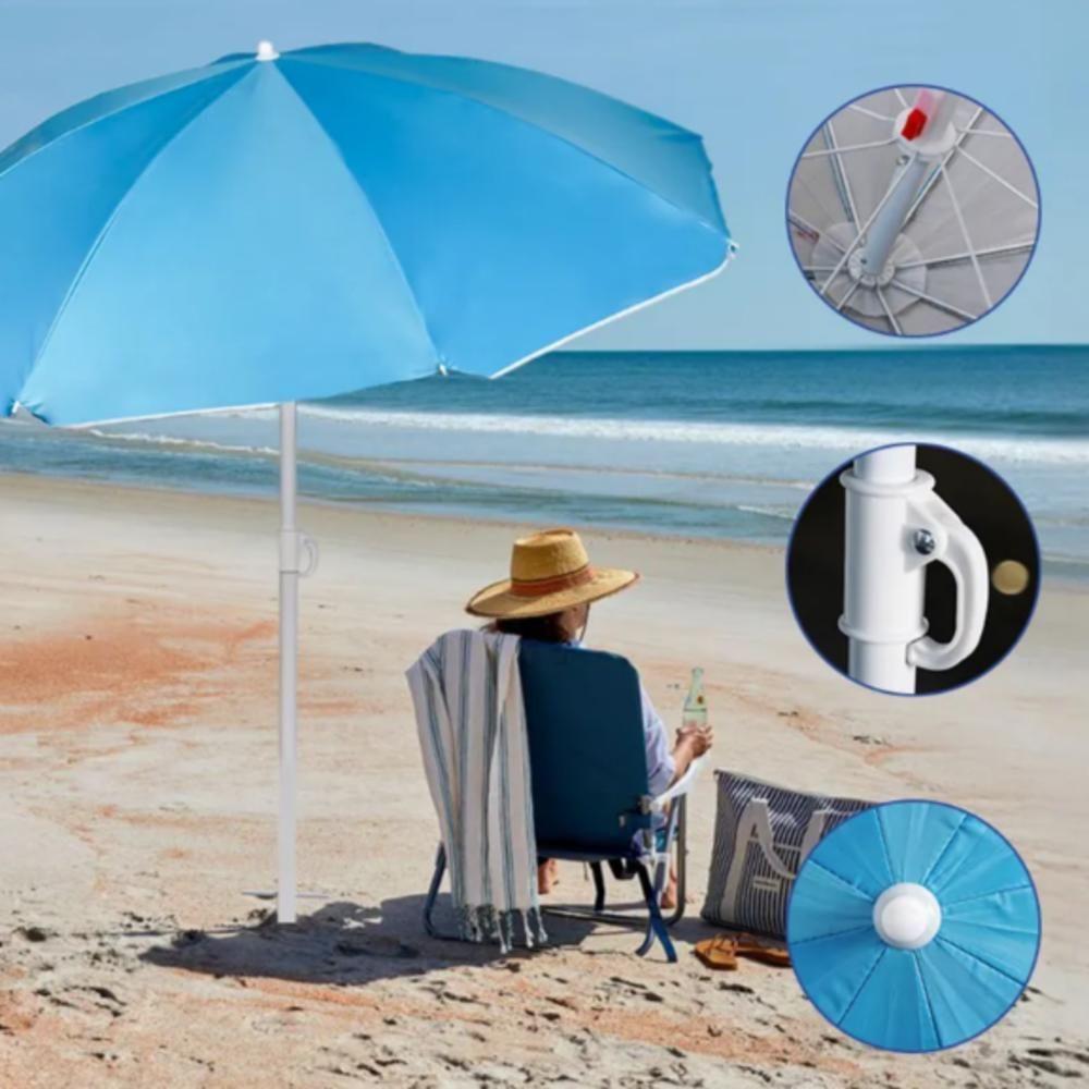 Guarda-sol Gigante Articulado Com Proteção Uv Ombrelone Reforçado Para Praia E Piscina Azul